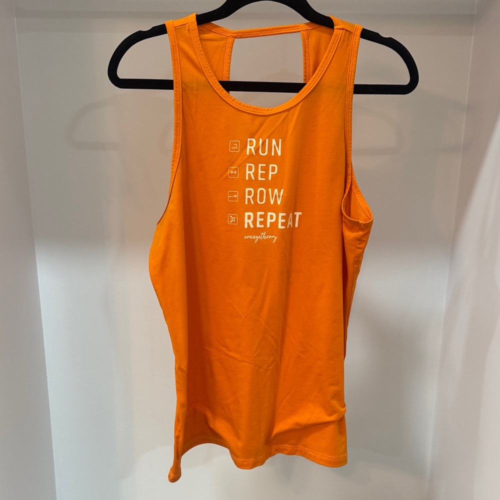 Orangetheory Orange Performance Tank with White Motivational Print